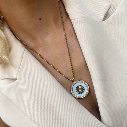 Collier émaillé Claudia - grand modèle doré CIEL