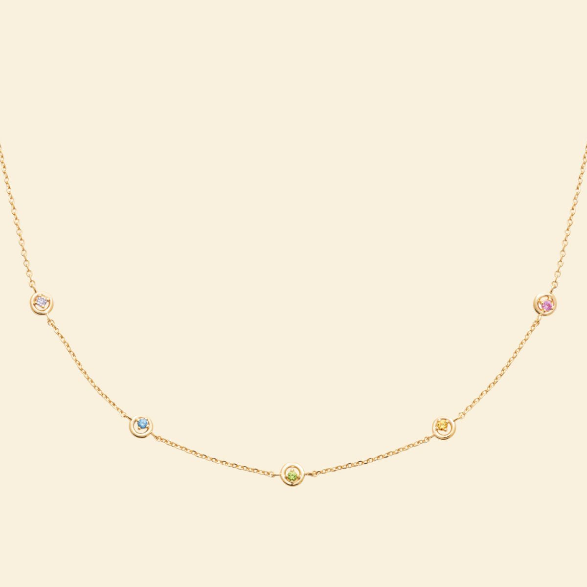 Collier fin pierres colorées - plaqué or 