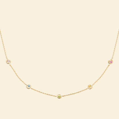 Collier fin pierres colorées - plaqué or 