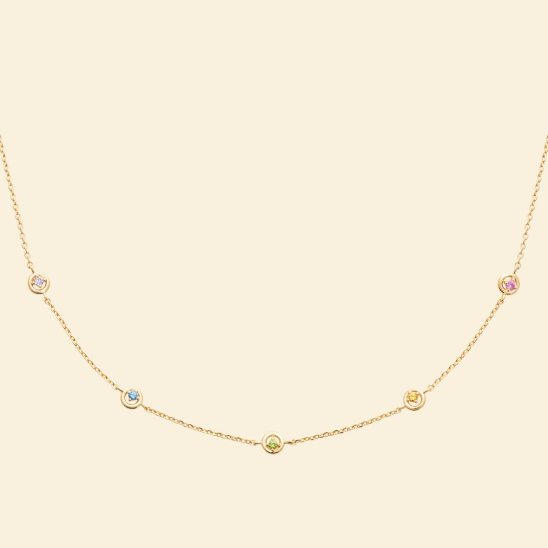 Collier fin pierres colorées - plaqué or