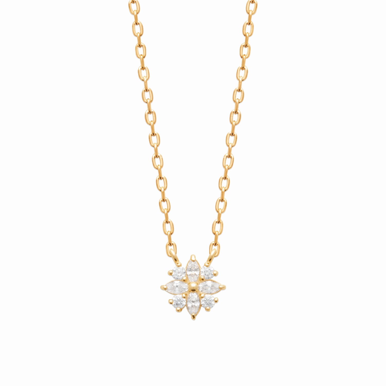 Collier fleur plaqué or &amp; brillants 