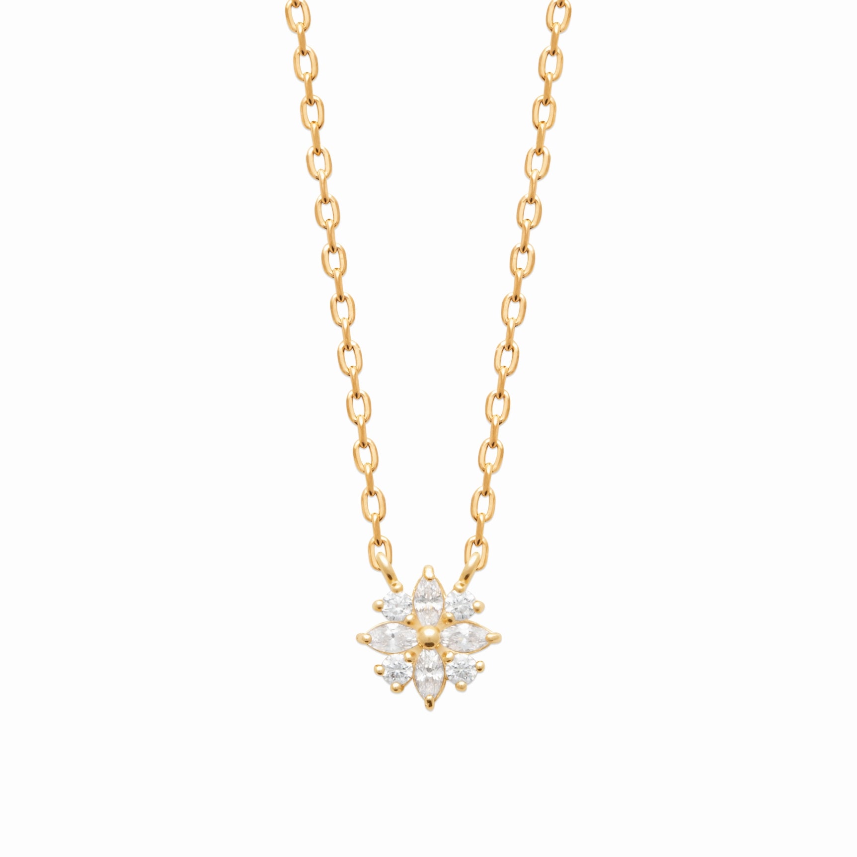 Collier fleur plaqué or & brillants 