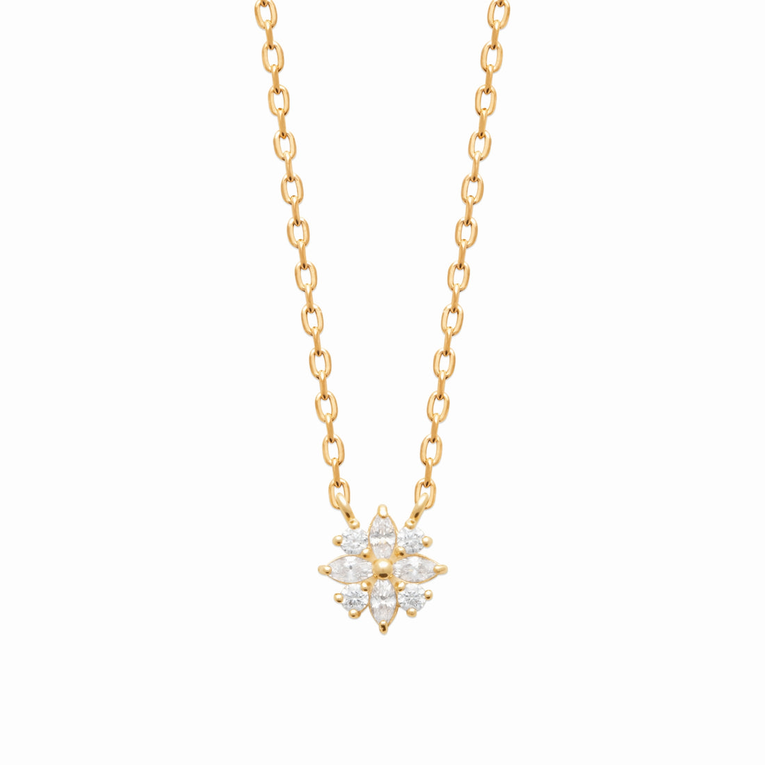 Collier fleur plaqué or &amp; brillants 