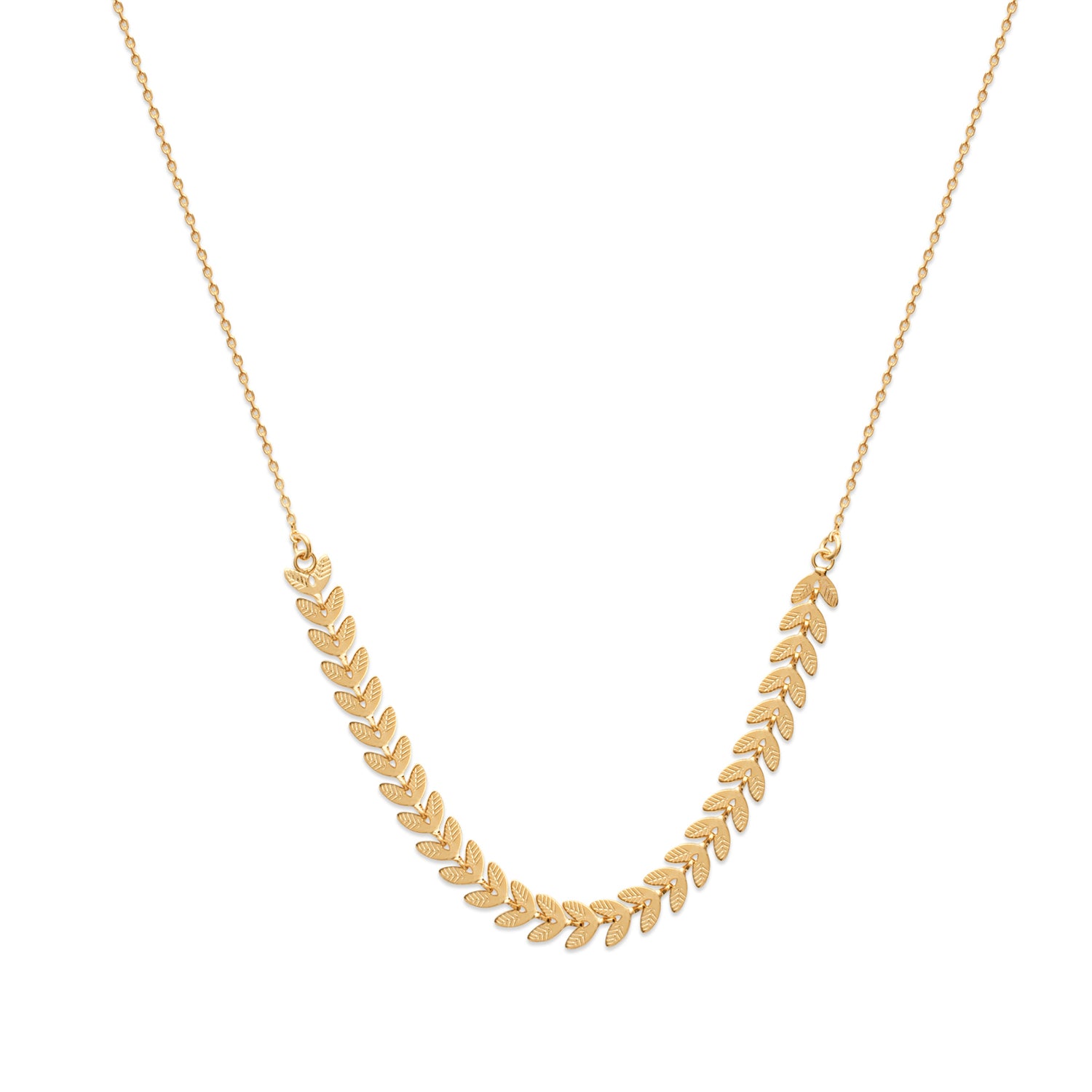 Collier lauriers plaqué or 
