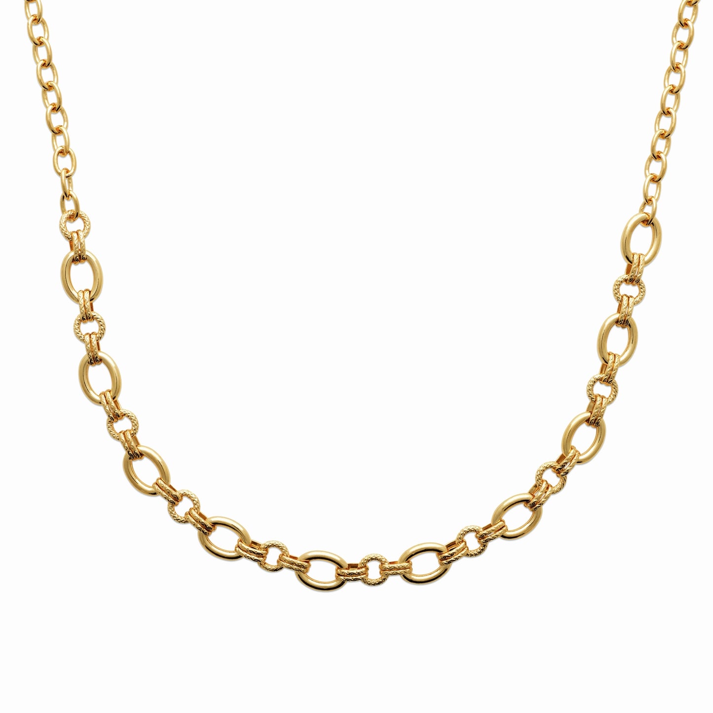 Collier maillons texturés Plaqué or 