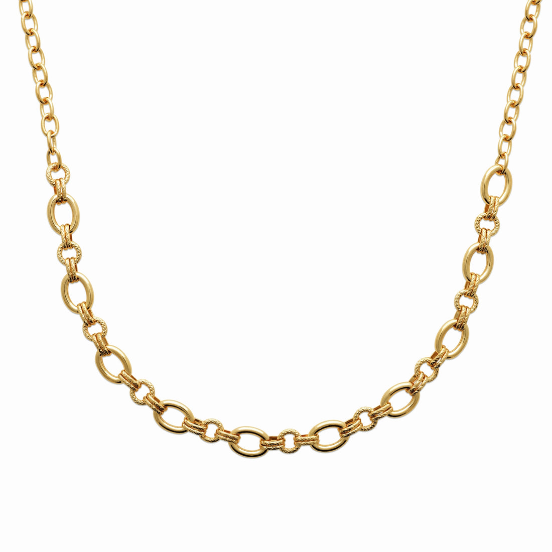 Collier maillons texturés Plaqué or 