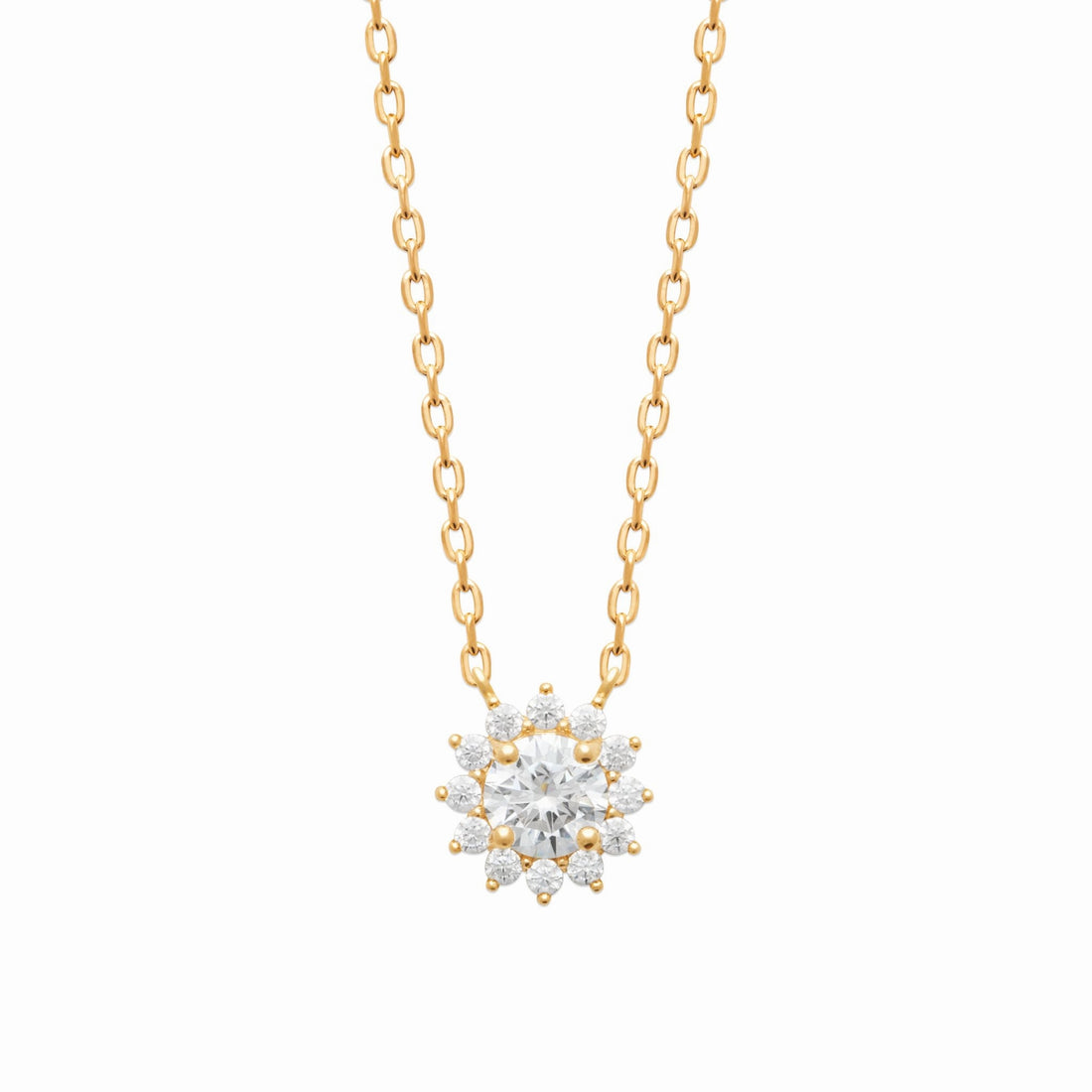 Collier marguerite plaqué or &amp; brillants 