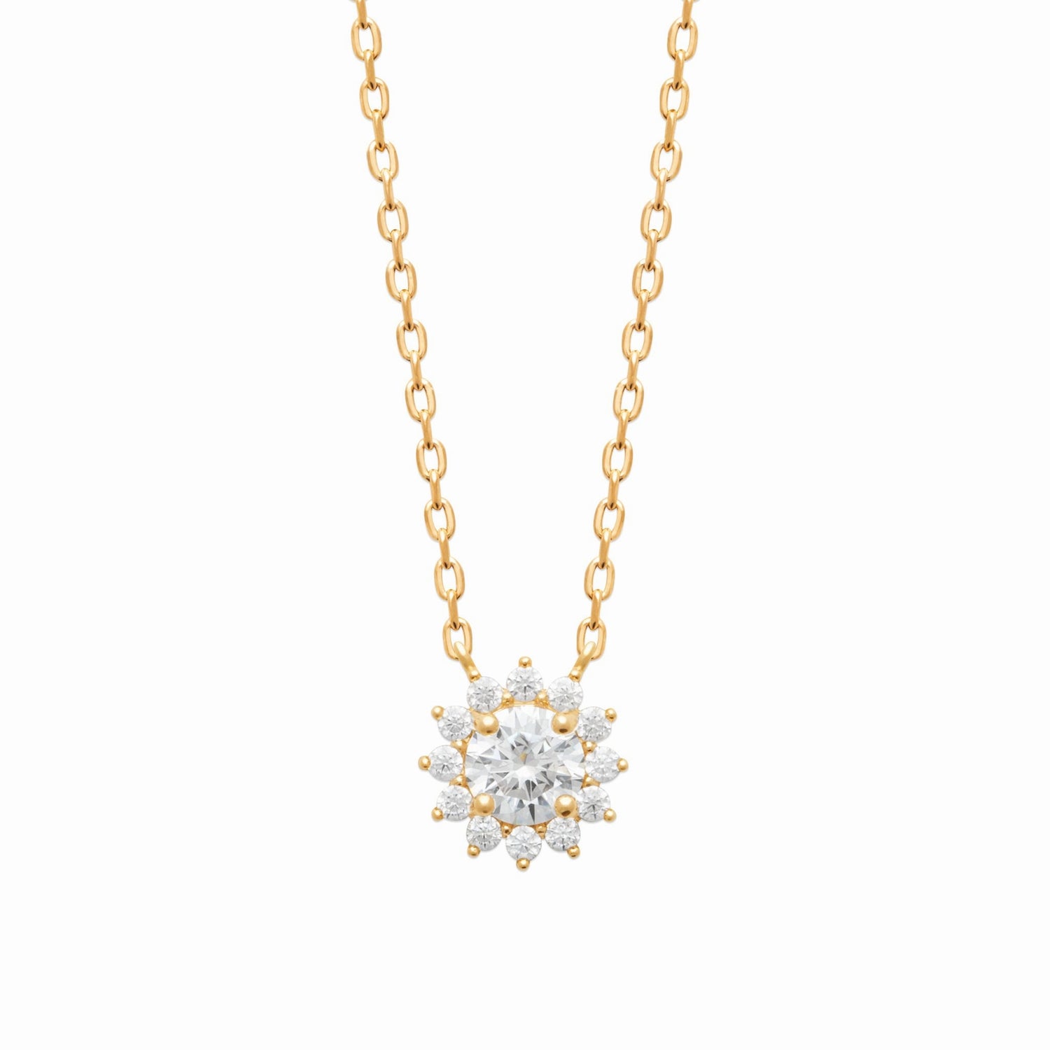 Collier marguerite plaqué or &amp; brillants 