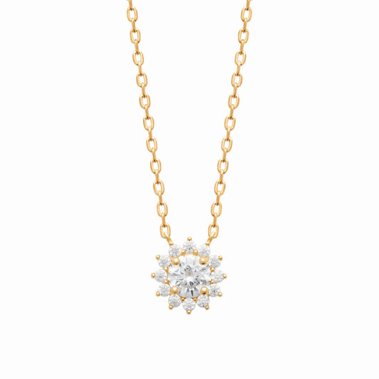 Collier marguerite plaqué or & brillants 