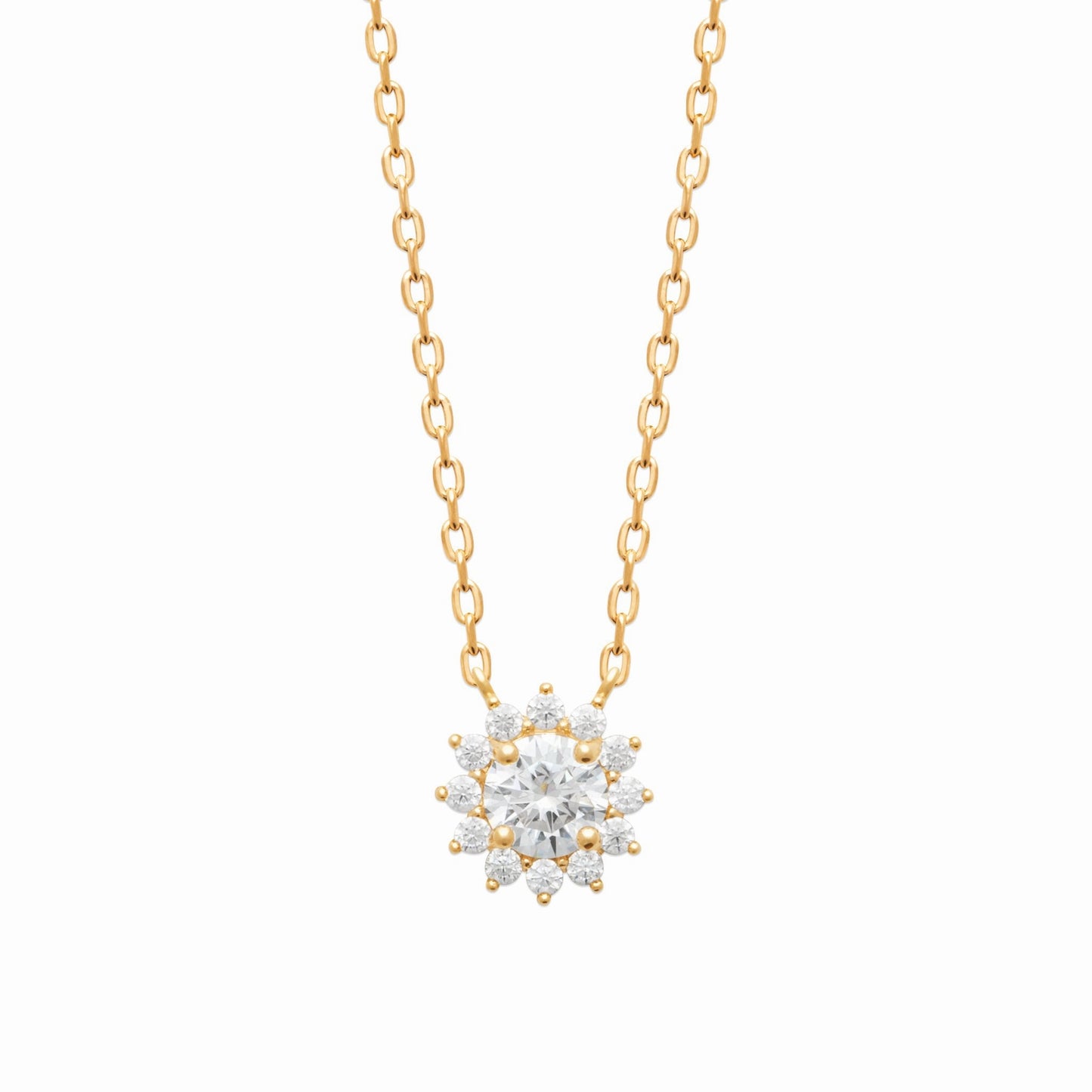 Collier marguerite plaqué or & brillants 