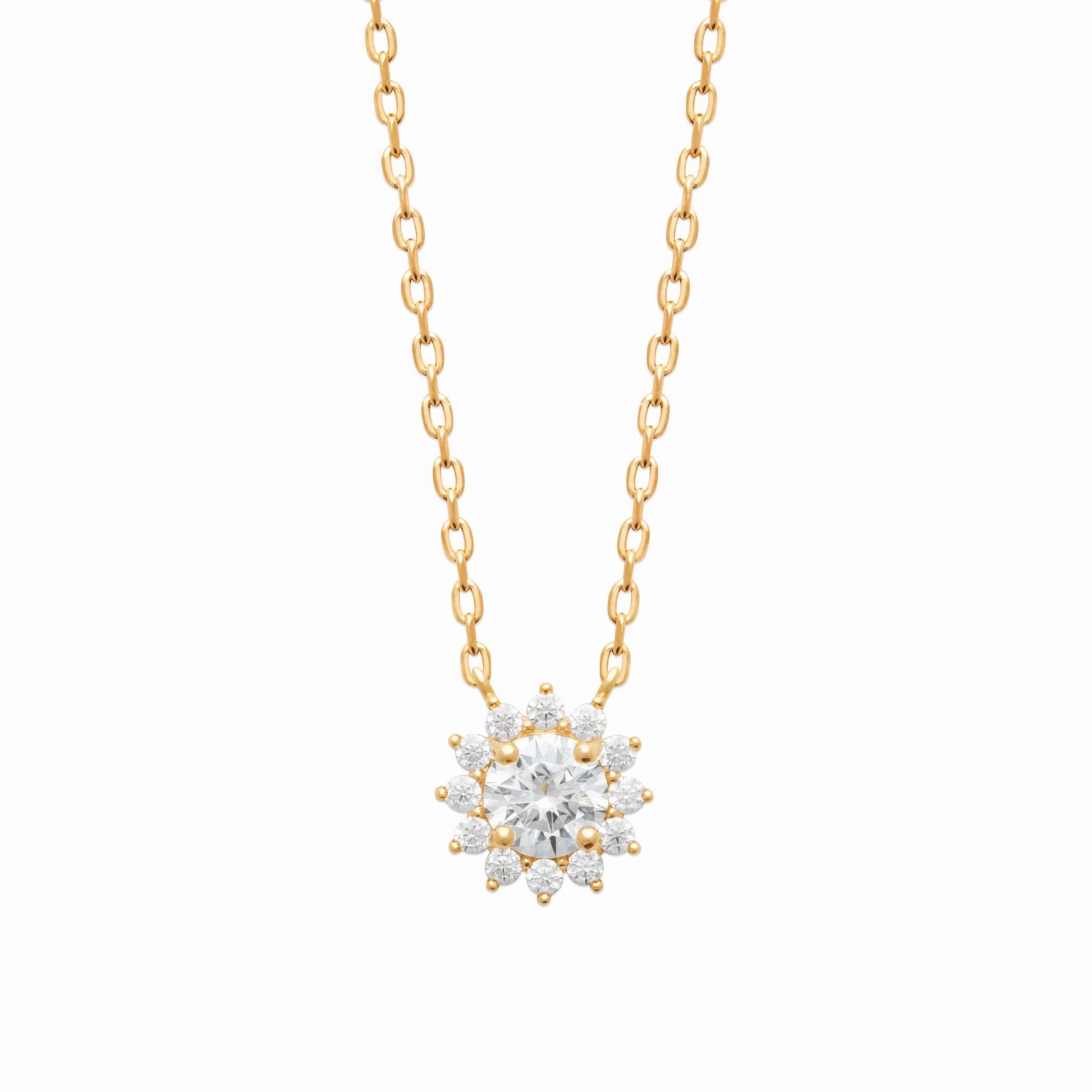 Collier marguerite plaqué or & brillants 