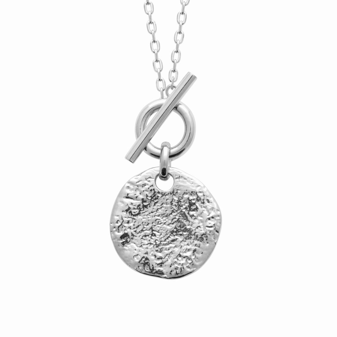 Collier martelé argent rhodié 