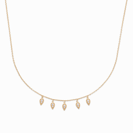 Collier pampilles plaqué or & brillants 