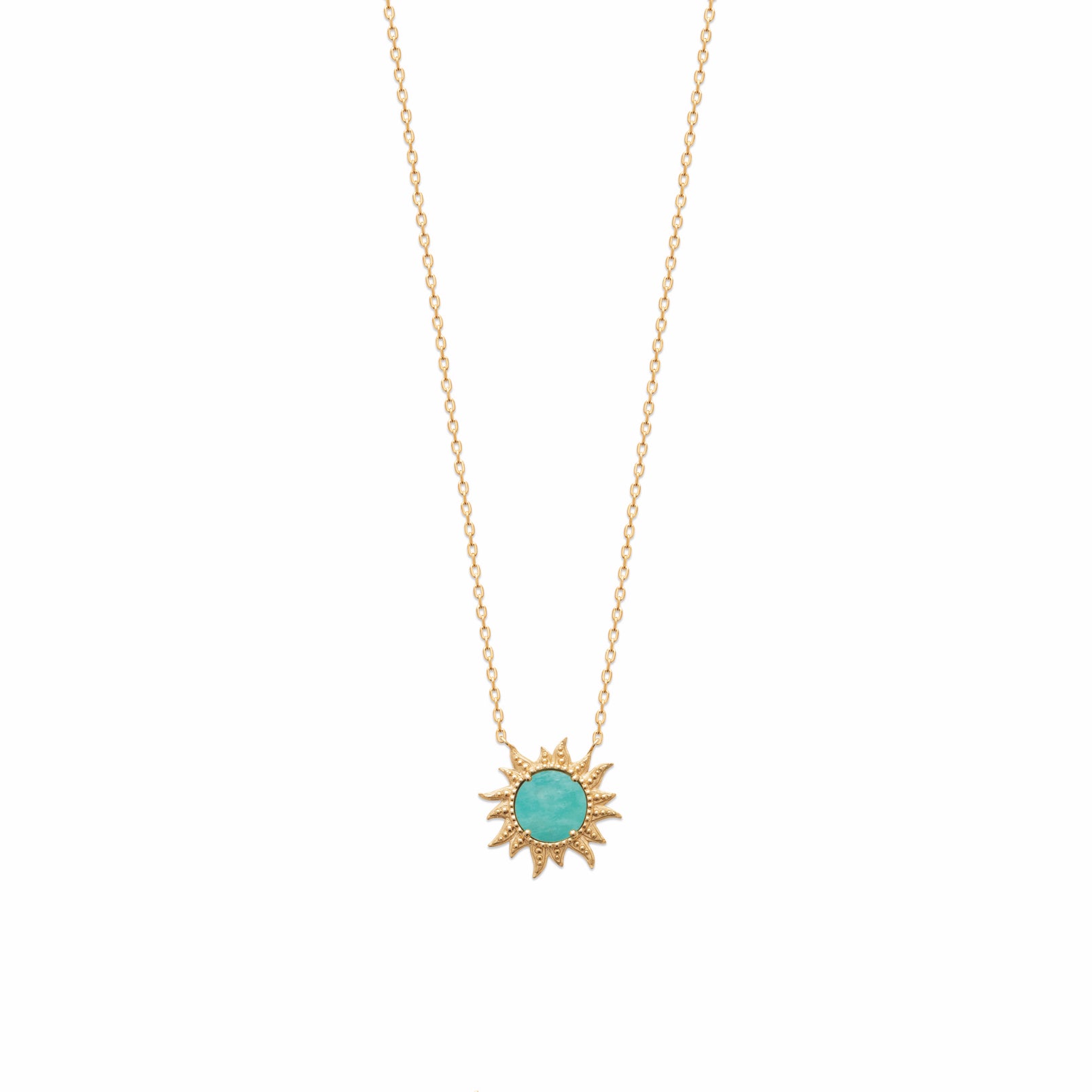 Collier plaqué or & amazonite 