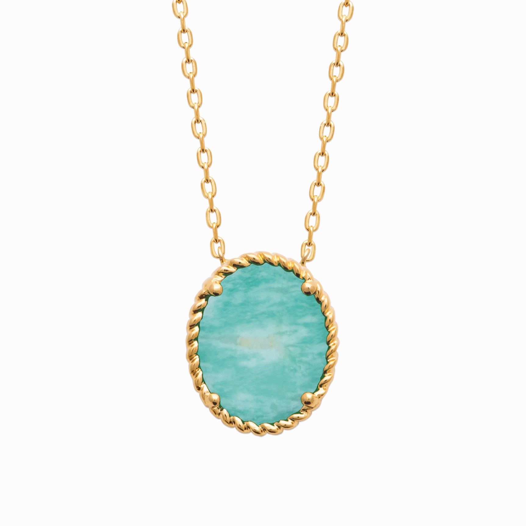Collier plaqué or amazonite 