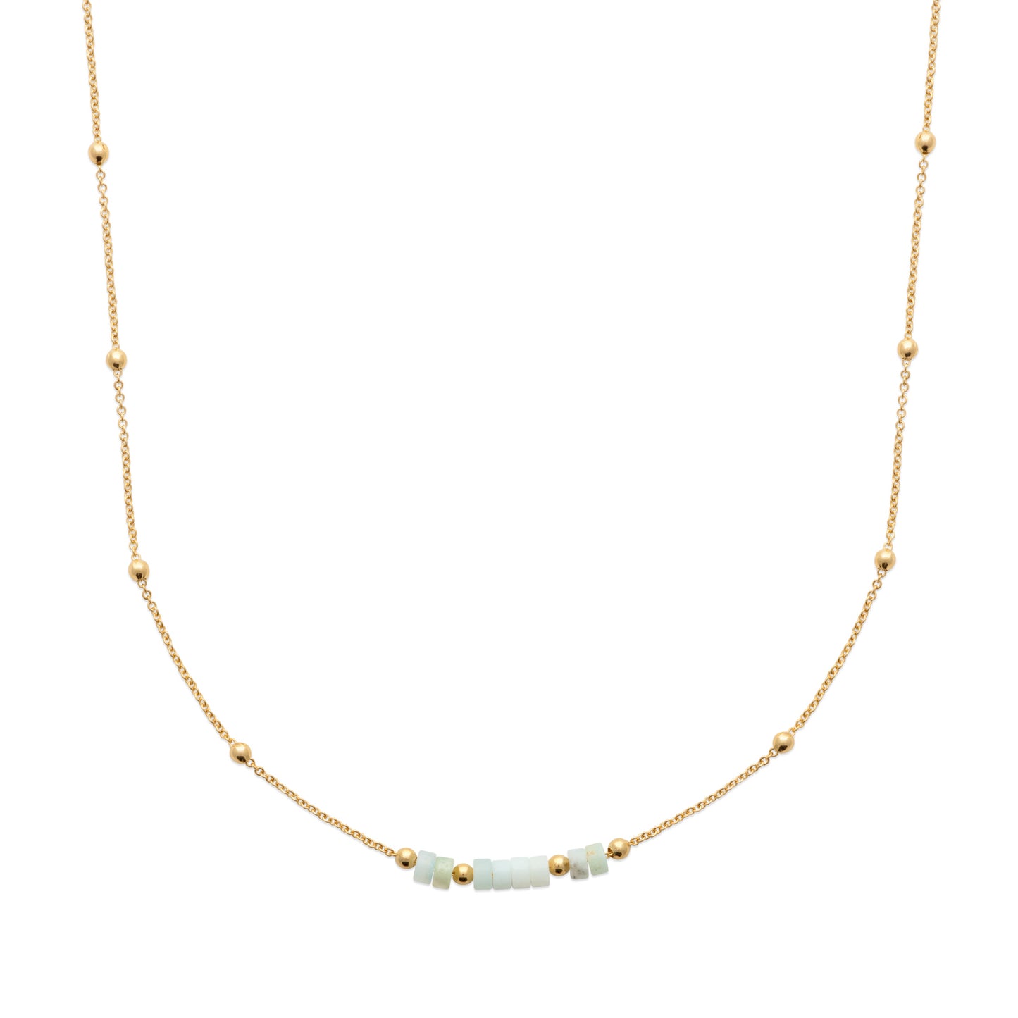 Collier plaqué or & amazonite 