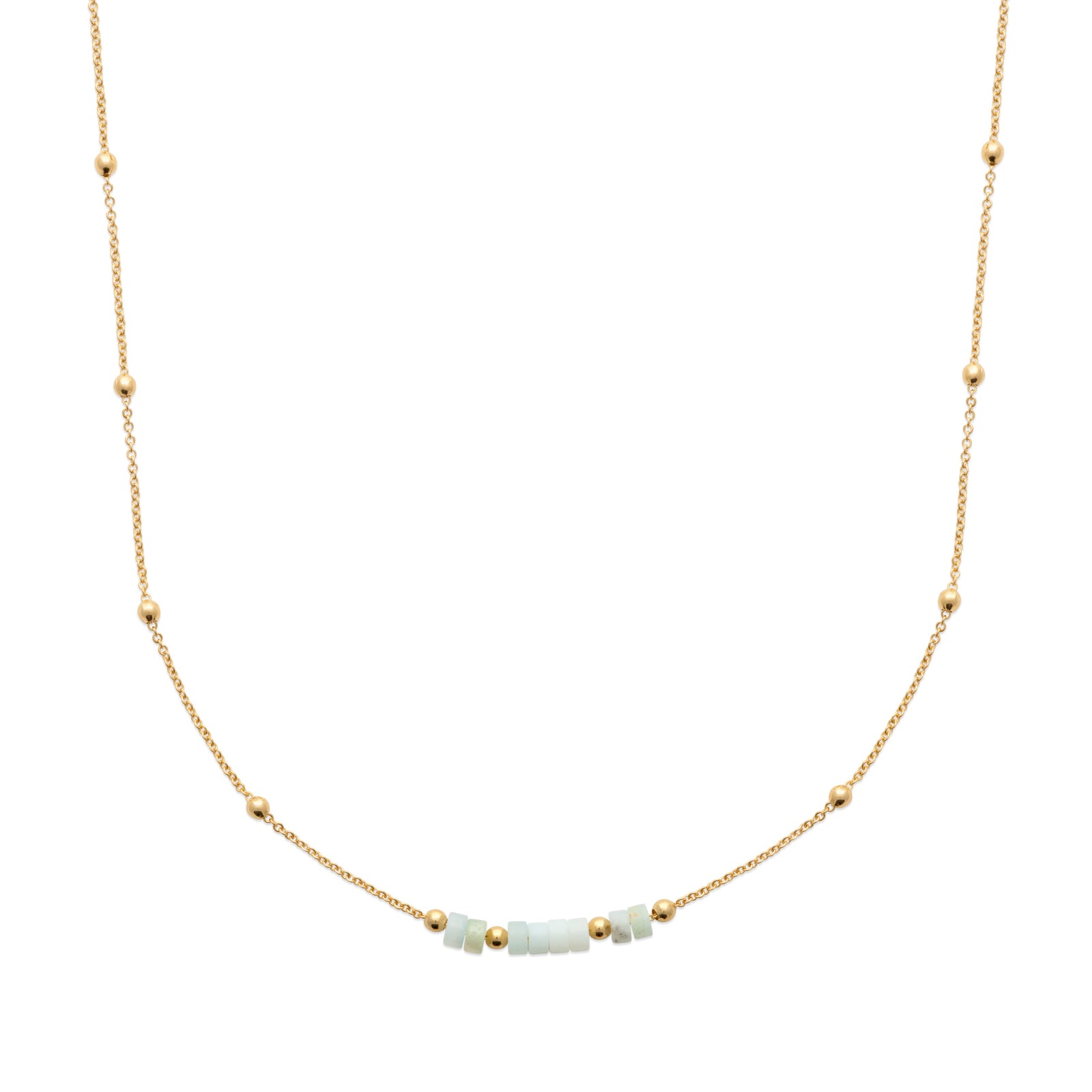 Collier plaqué or & amazonite 