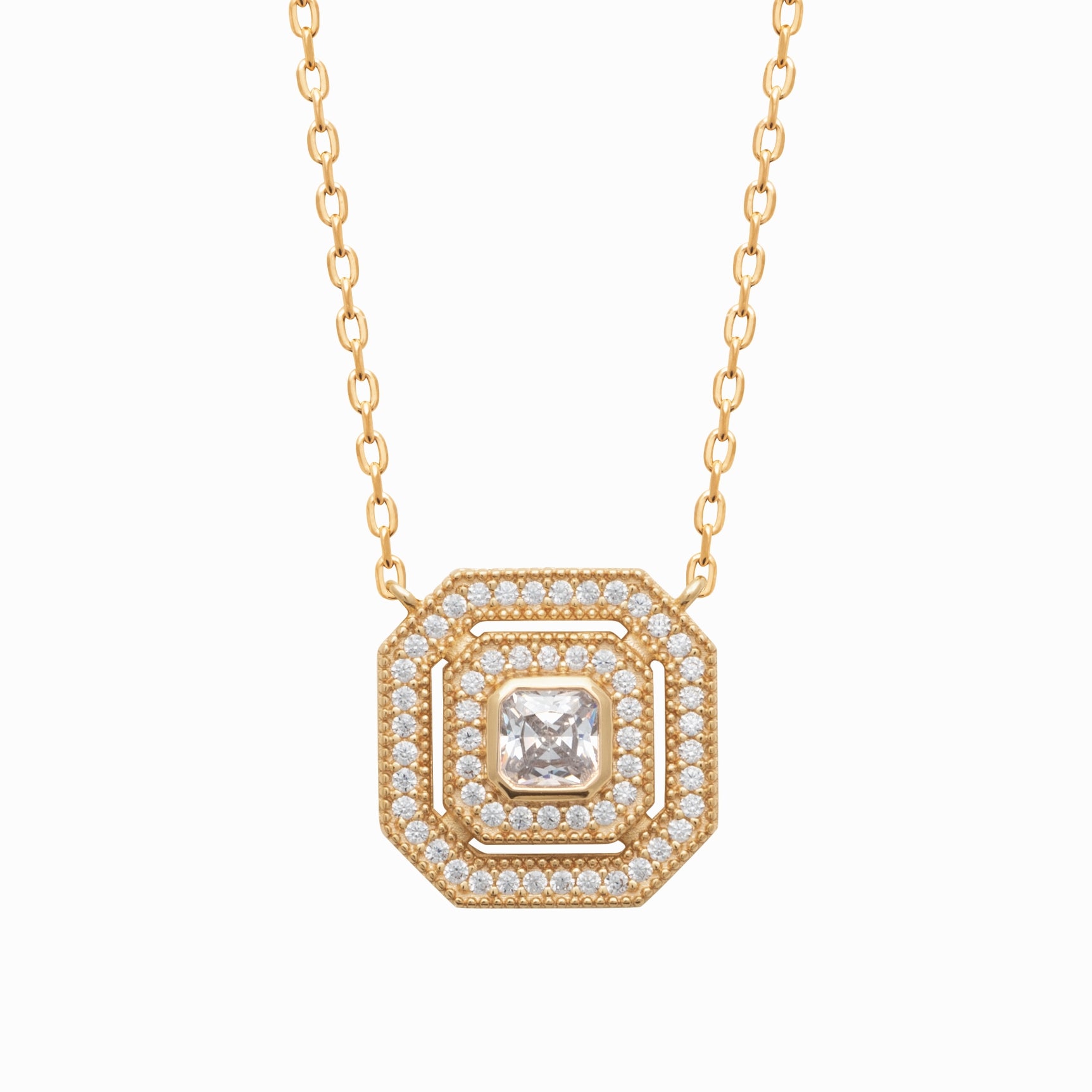 Collier plaqué or & brillants 