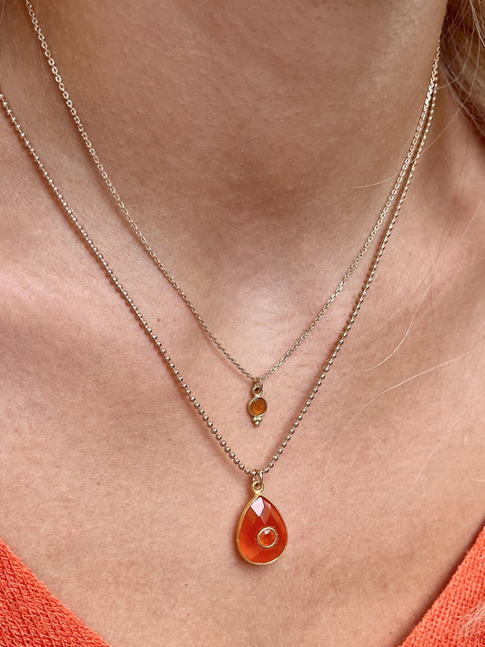 Collier plaqué or julie 11 CORNALINE/RUBIS