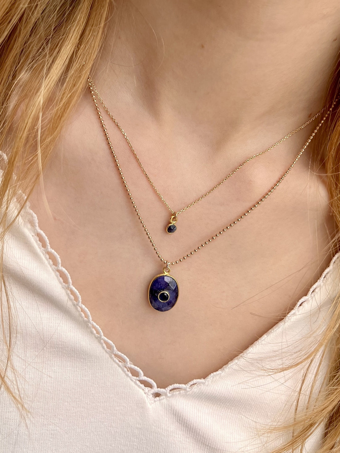 Collier plaqué or julie 11 LAPS/TOPAZE BLEU