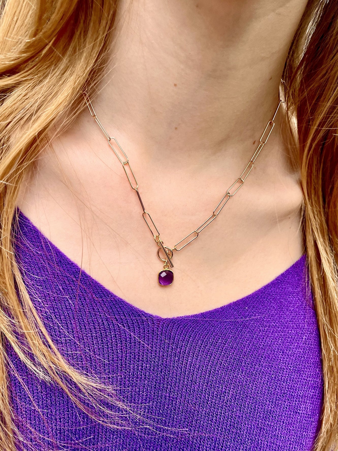 Collier plaqué or julie 12 AMETHYSTE