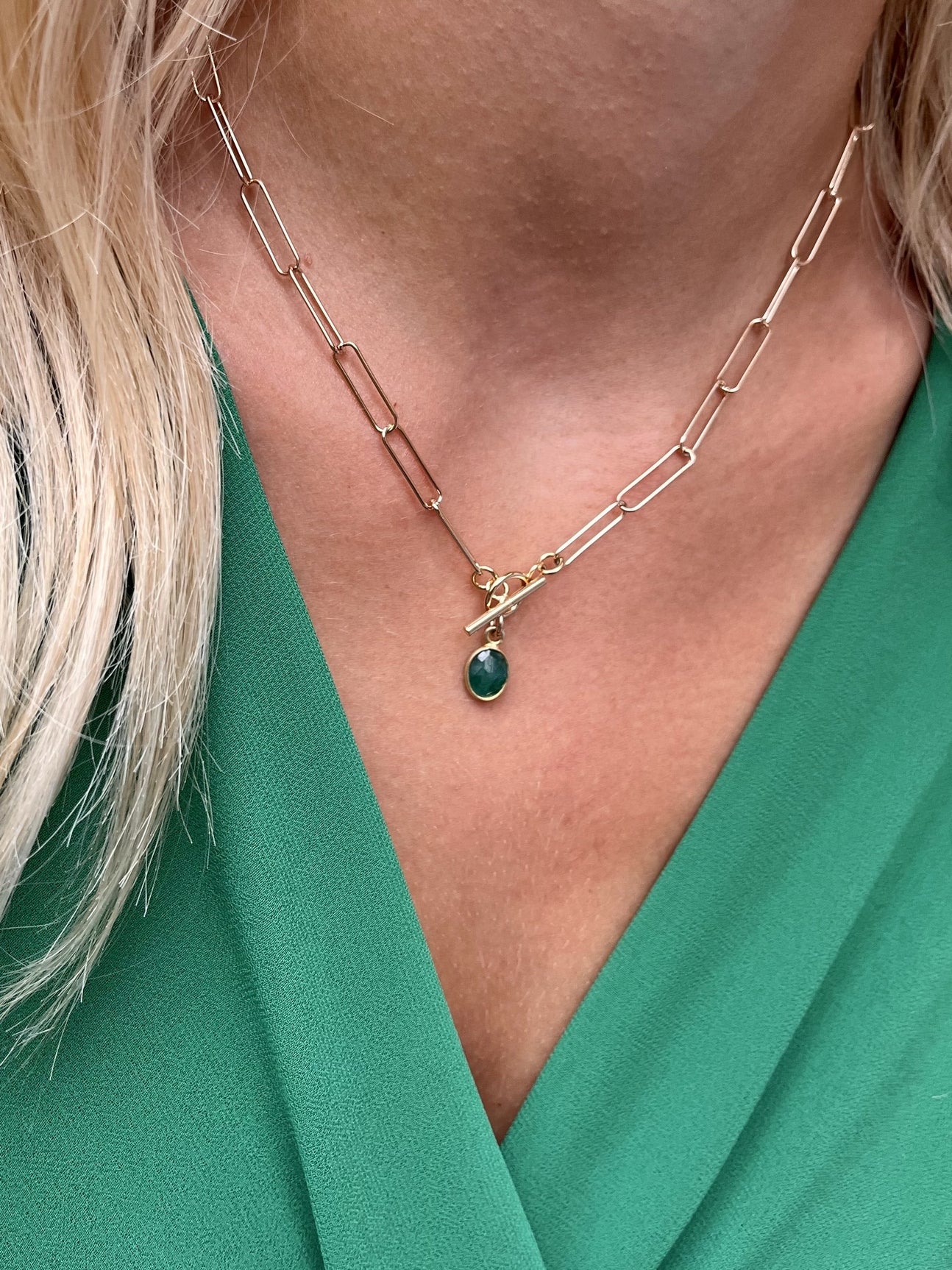 Collier plaqué or julie 12 ONYX VERTE