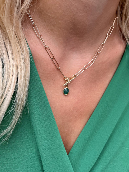 Collier plaqué or julie 12 ONYX VERTE