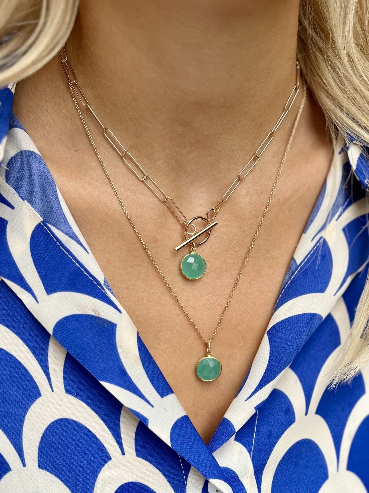 Collier plaqué or julie 4 CALCEDOINE