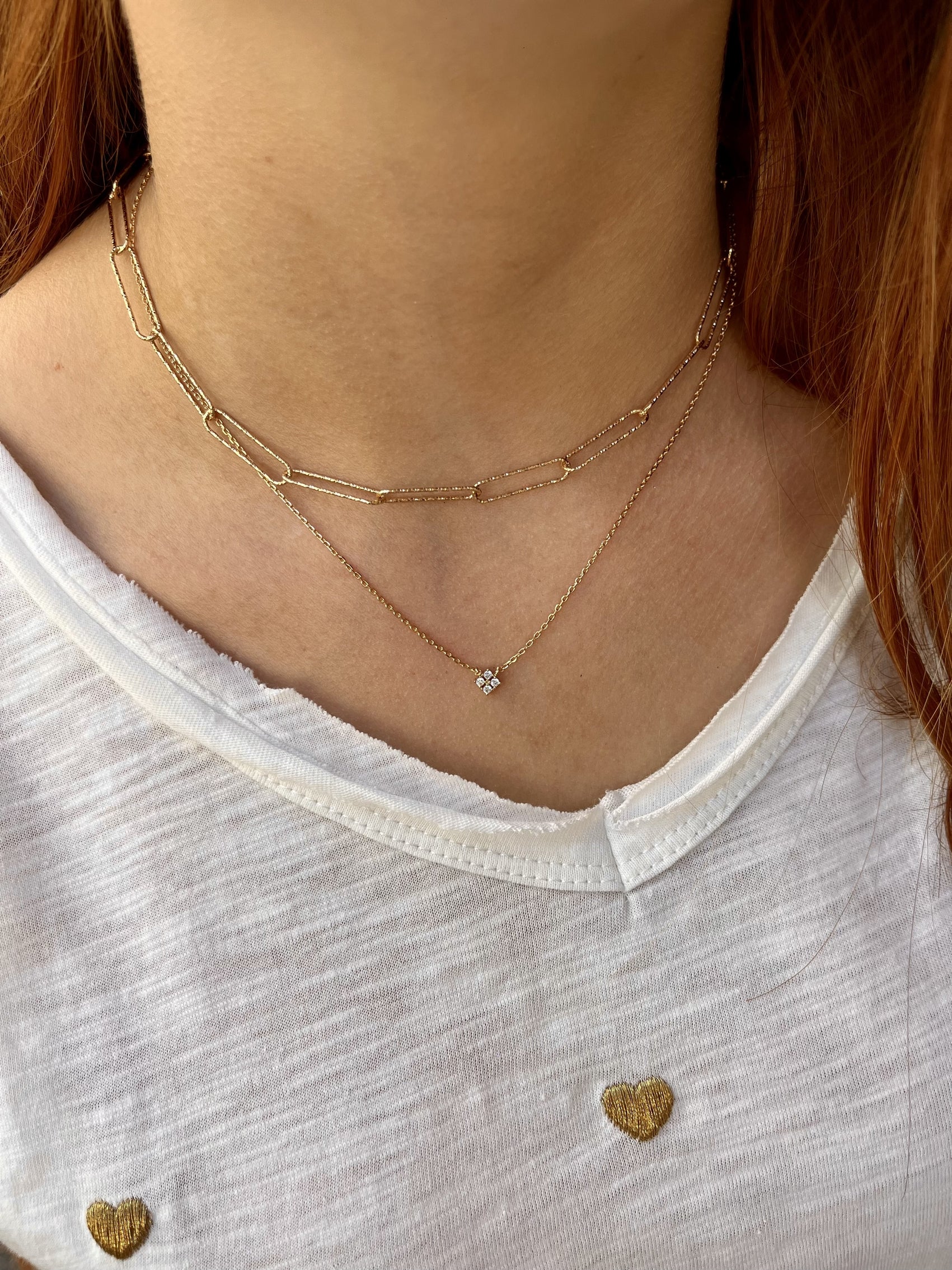 Collier plaqué or & maille trombone 