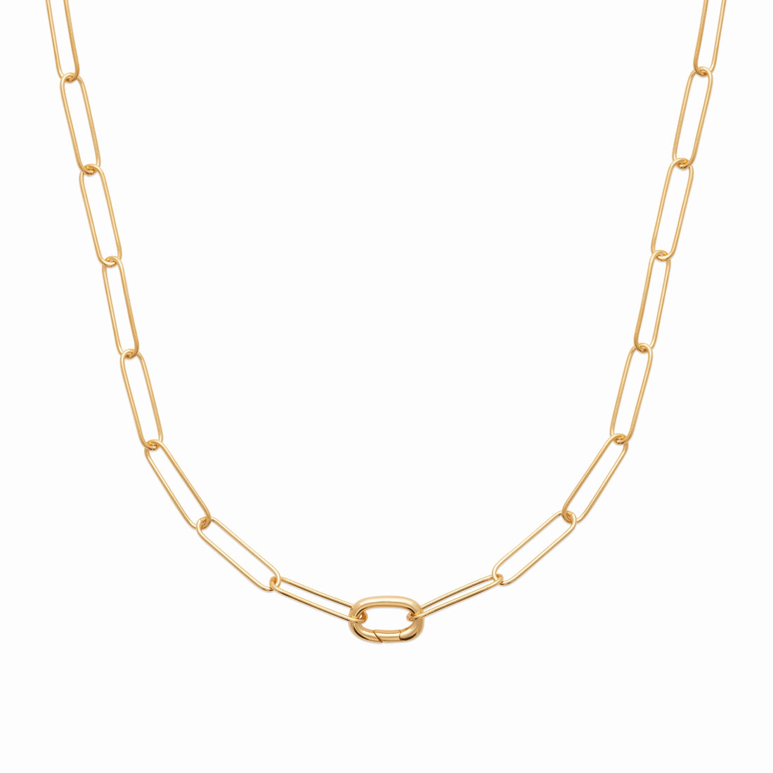 Collier plaqué or &amp; maille trombone &amp; mousqueton 