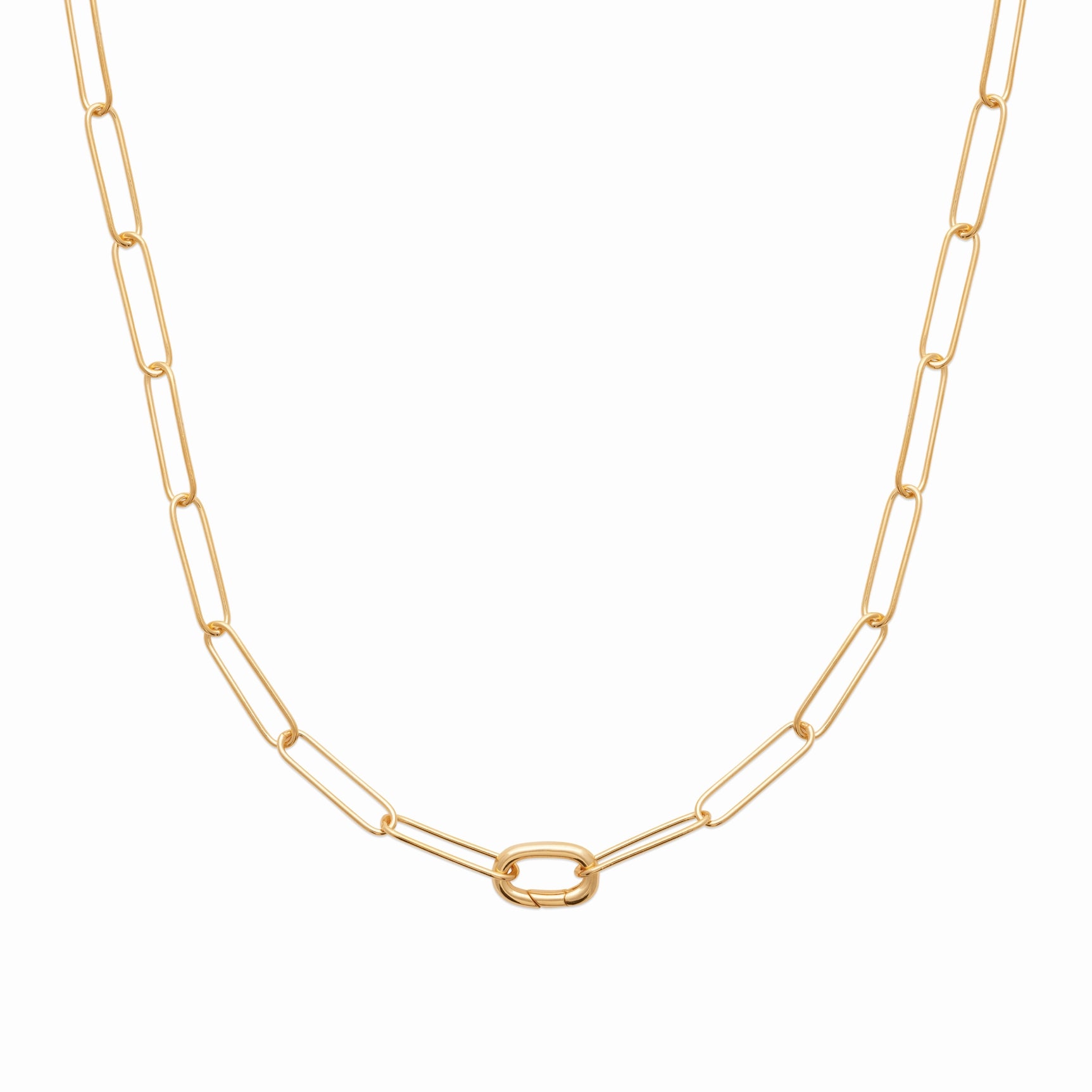 Collier plaqué or & maille trombone & mousqueton 