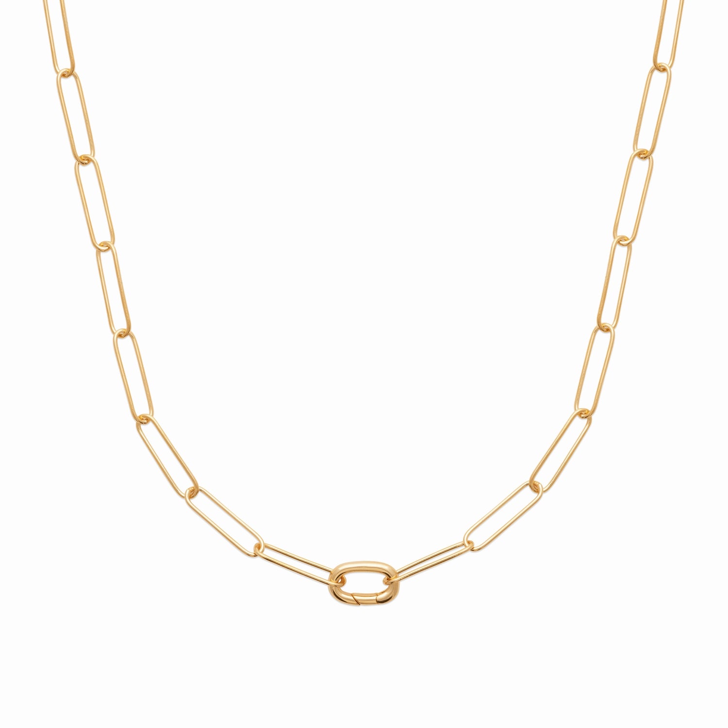 Collier plaqué or &amp; maille trombone &amp; mousqueton 