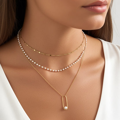 Collier plaqué or &amp; perles 