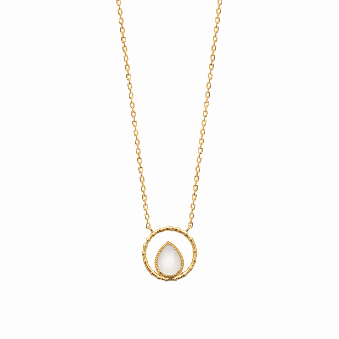 Collier plaqué or &amp; pierre de lune 