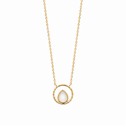 Collier plaqué or &amp; pierre de lune 