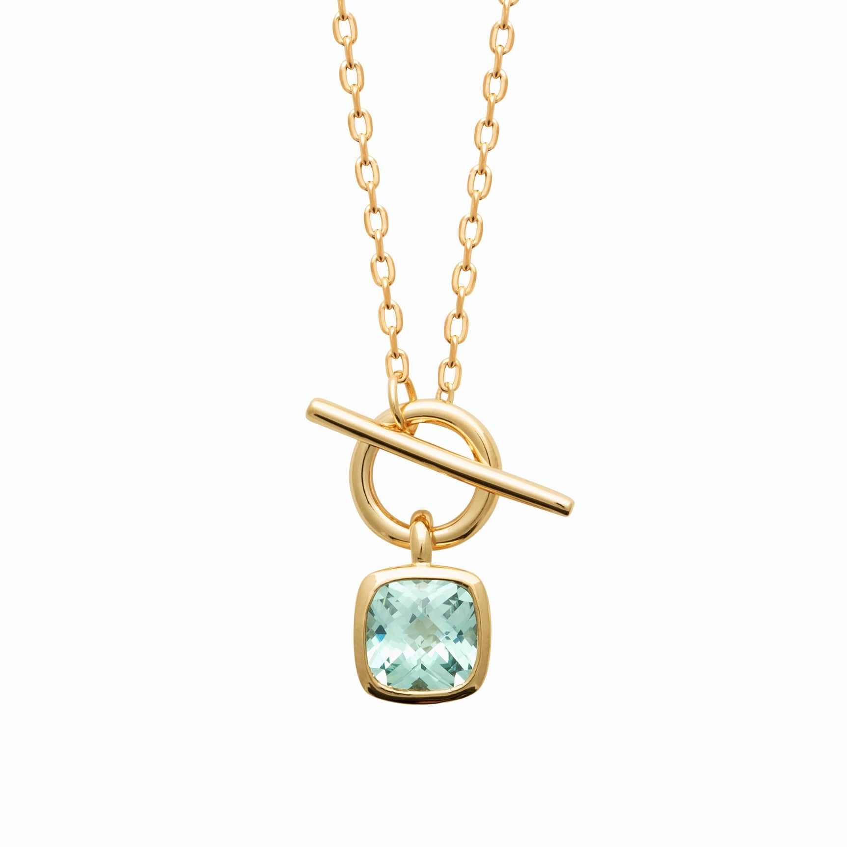 Collier plaqué or & pierre de synthese turquoise 
