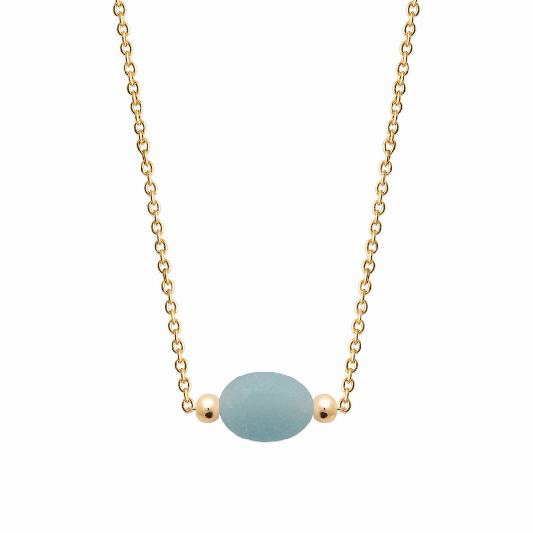 Collier plaqué or &amp; pierre naturelle amazonite 
