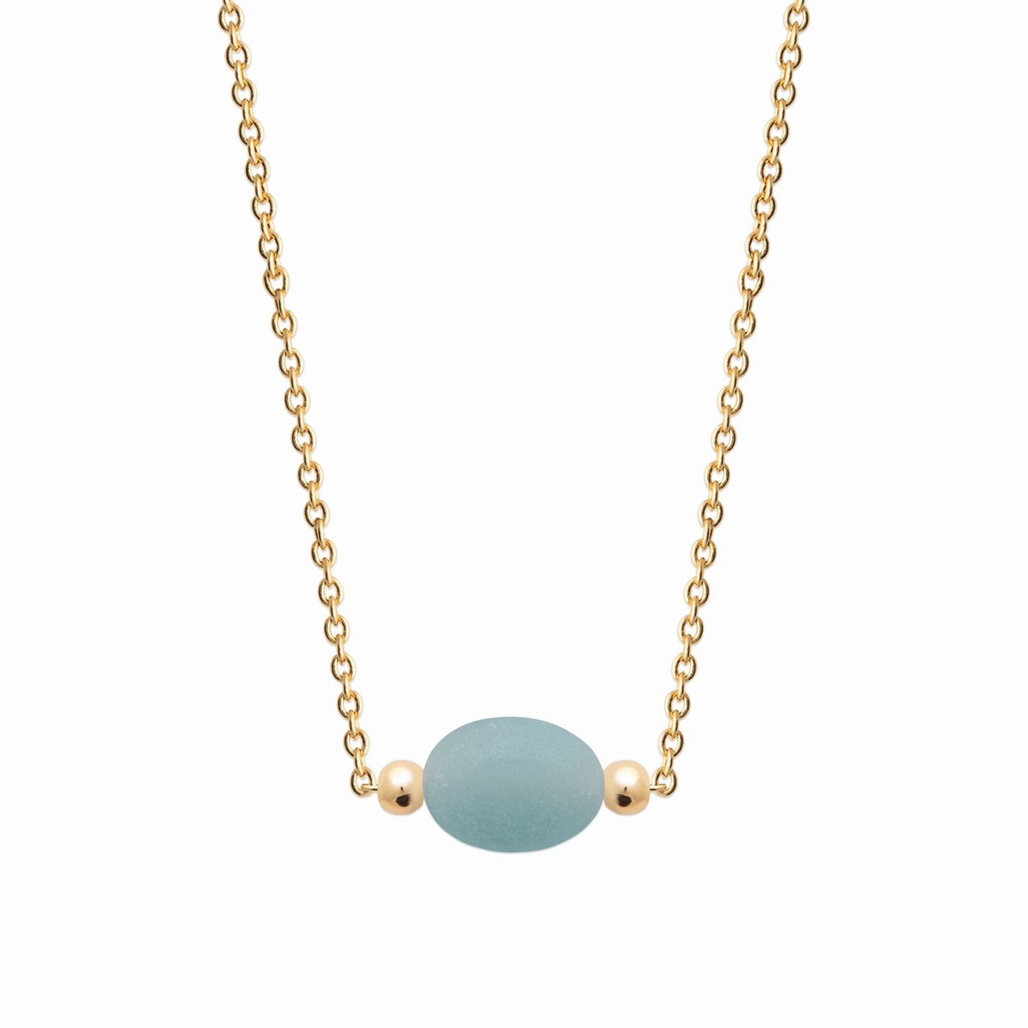 Collier plaqué or &amp; pierre naturelle amazonite 