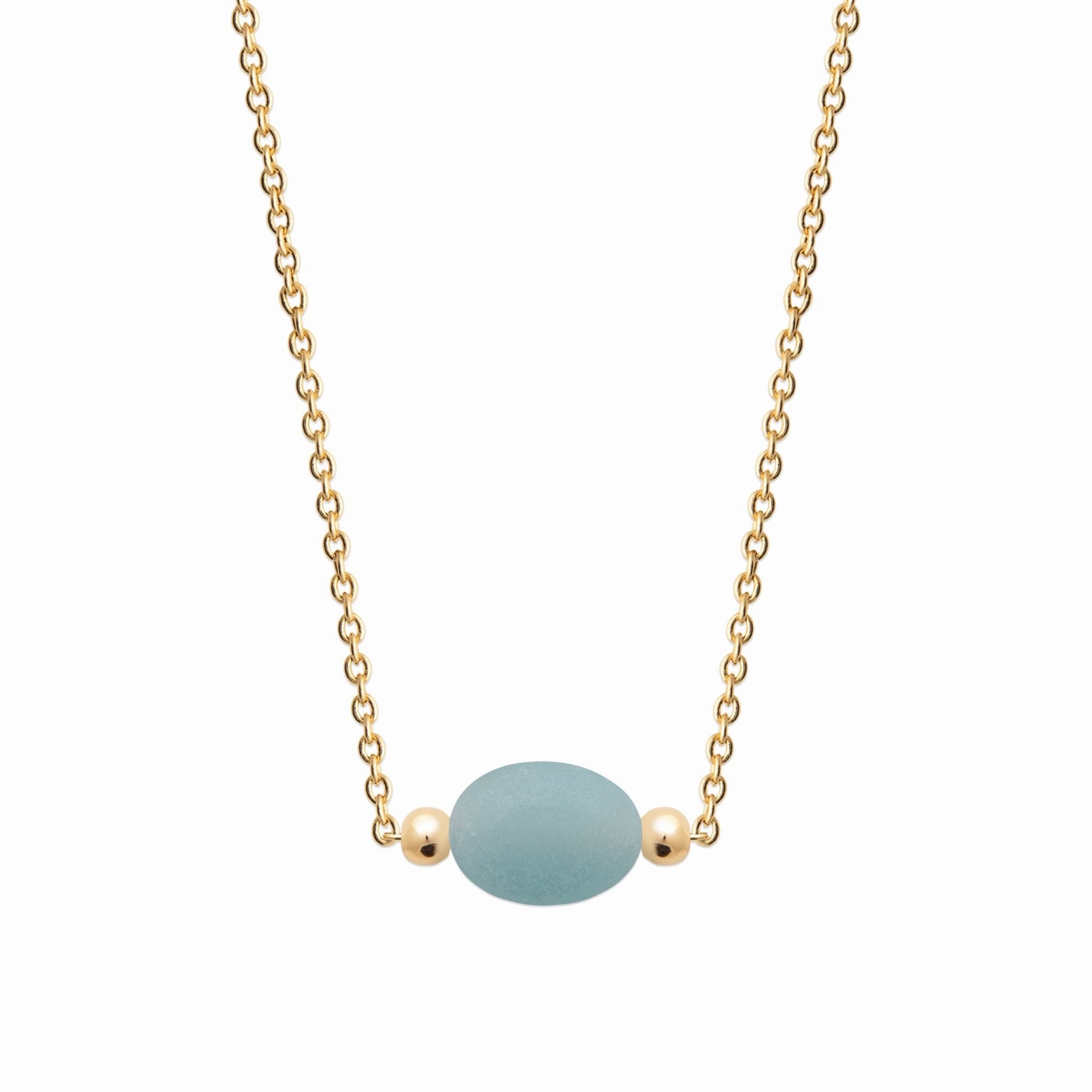 Collier plaqué or &amp; pierre naturelle amazonite 