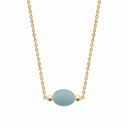 Collier plaqué or &amp; pierre naturelle amazonite 