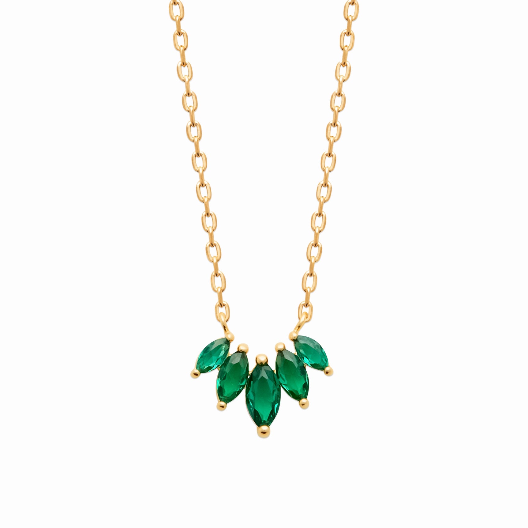 Collier plaqué or & pierres vertes 
