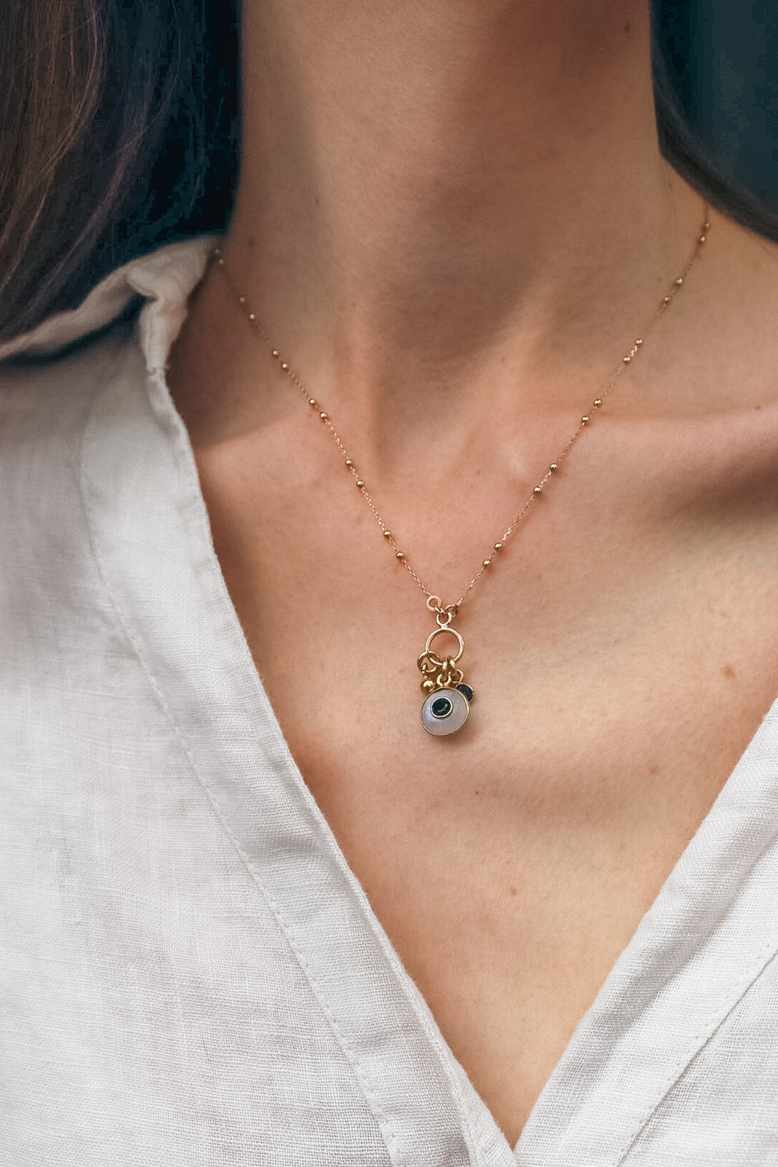 Collier plaqué or Ténérife - pierre de lune PIERRE DE LUNE