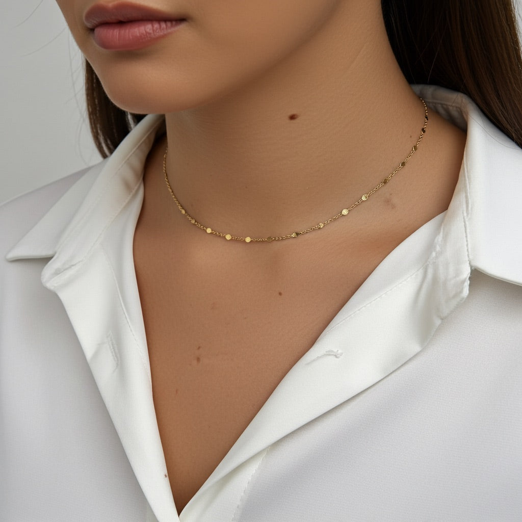 Collier ras de cou plaqué or 