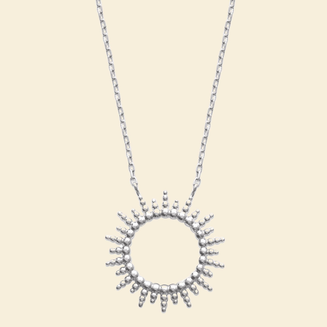 Collier soleil argent rhodié 