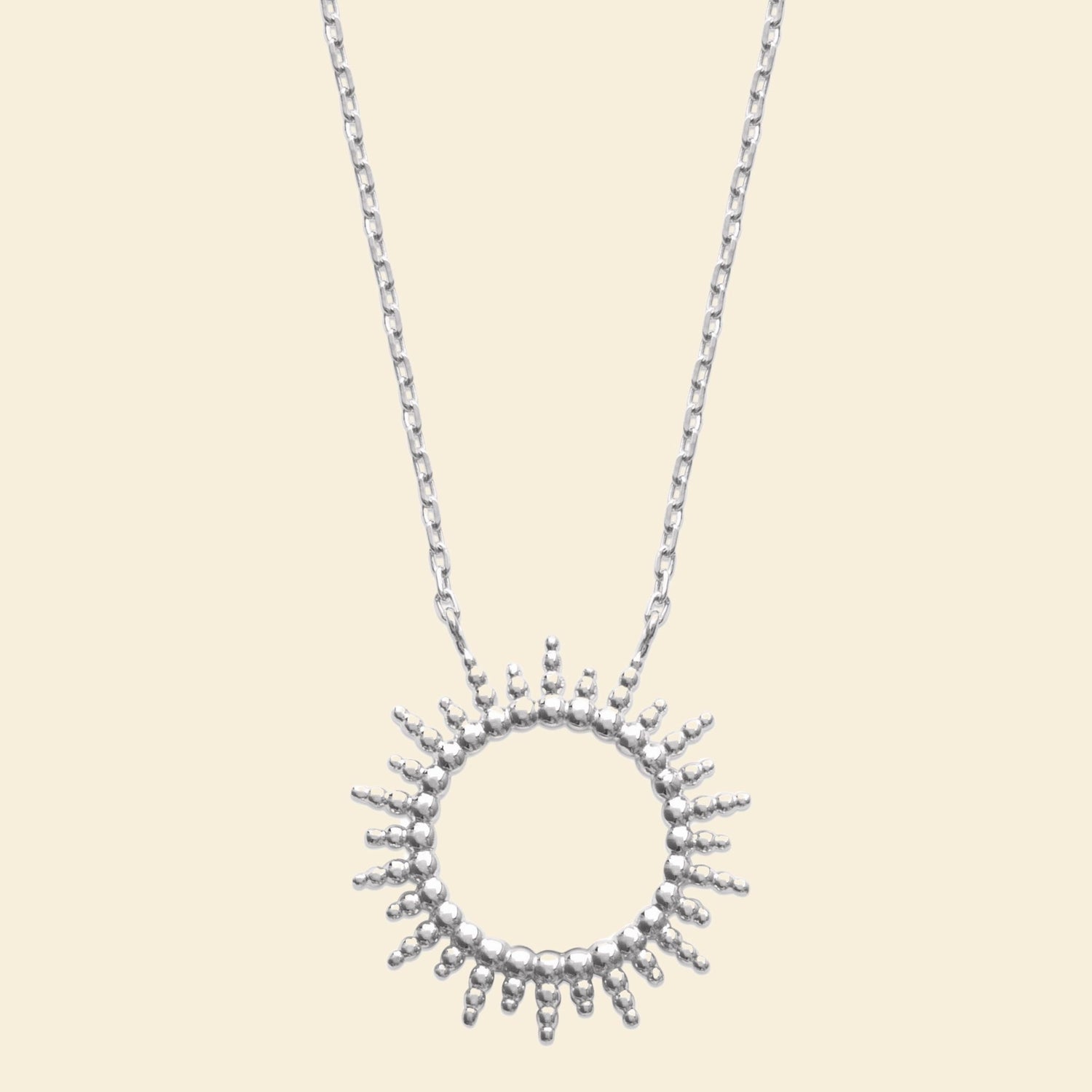 Collier soleil argent rhodié 