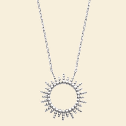 Collier soleil argent rhodié 