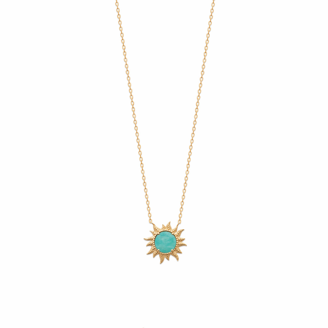 Collier soleil plaqué or - amazonite 