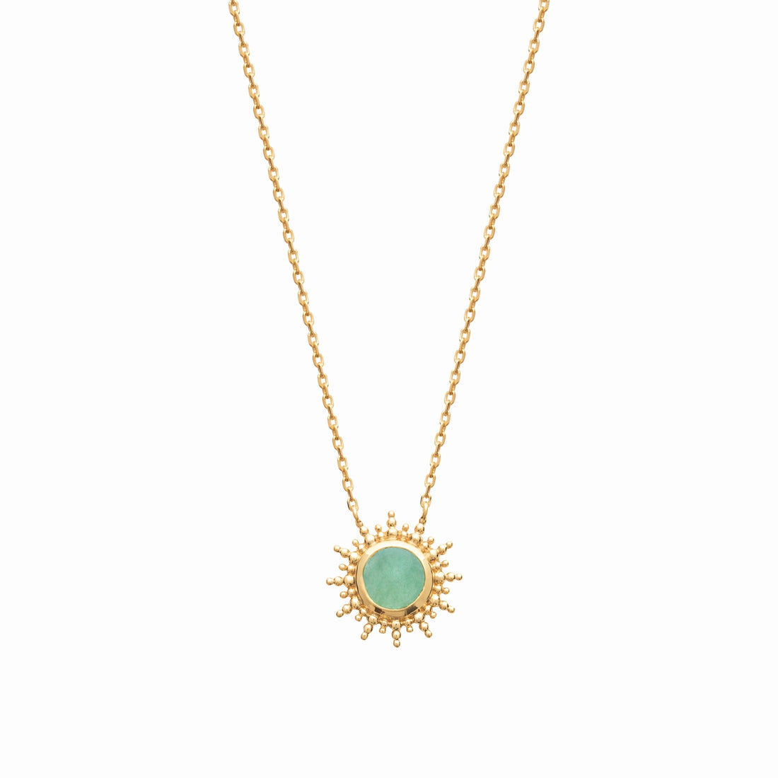 Collier soleil plaqué or &amp; aventurine 