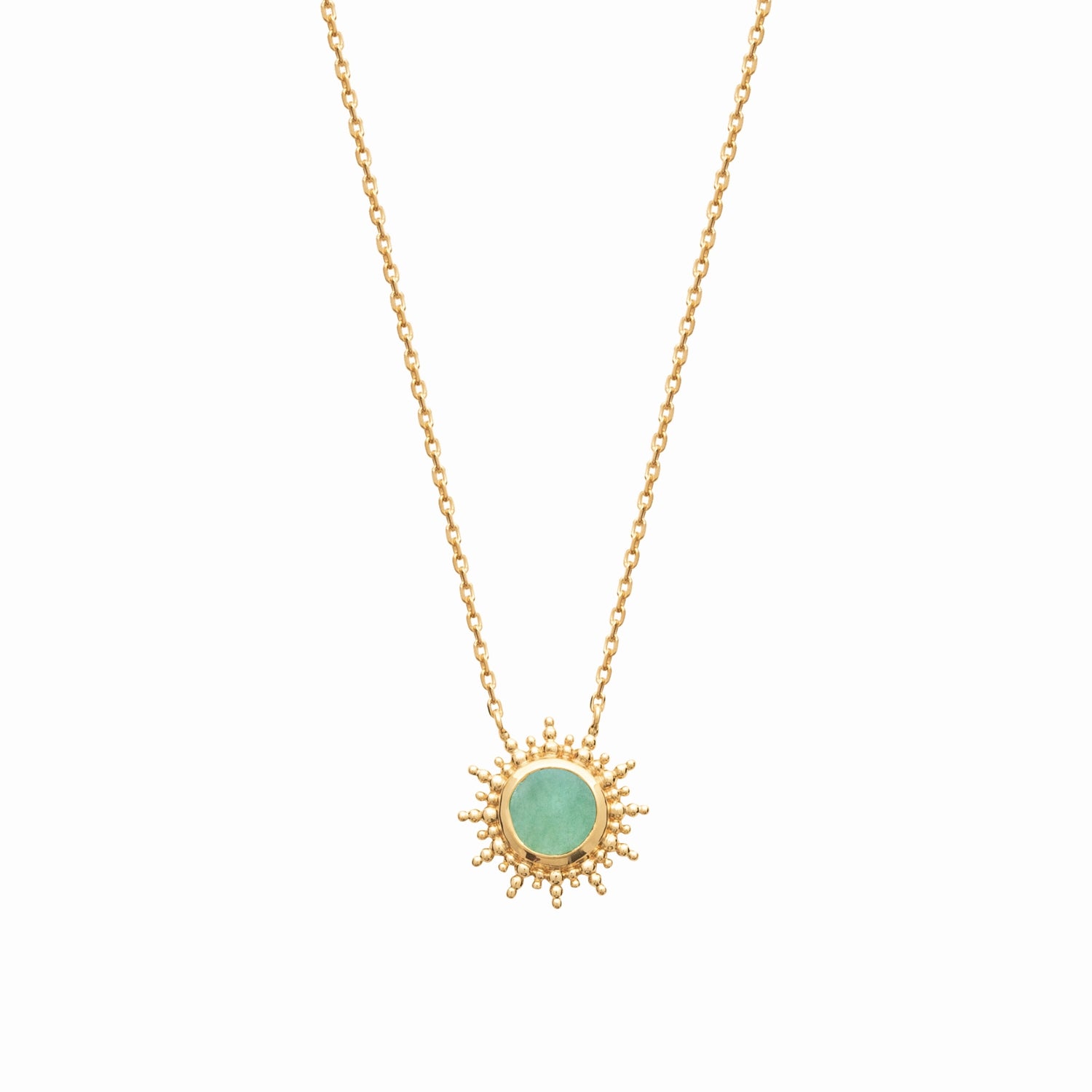Collier soleil plaqué or &amp; aventurine 