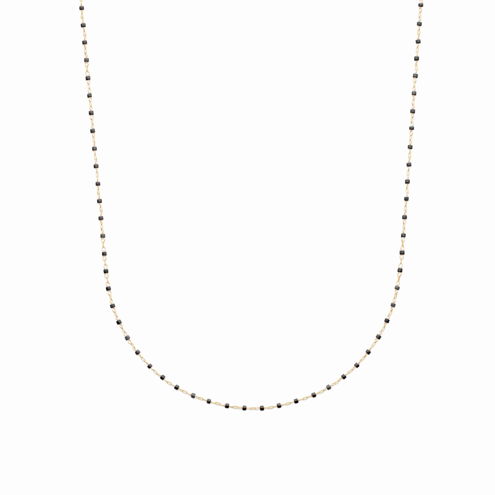 Collier soleil plaqué or & email noir 